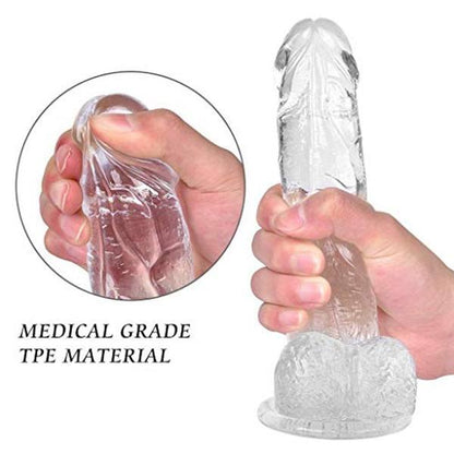 Dildo súper realista transparente